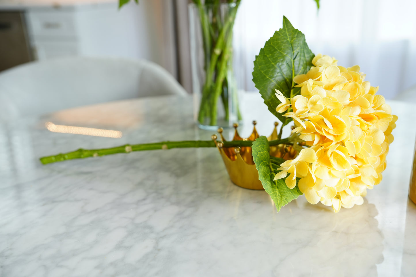 Real Touch Huge Hydrangea Stem - Yellow