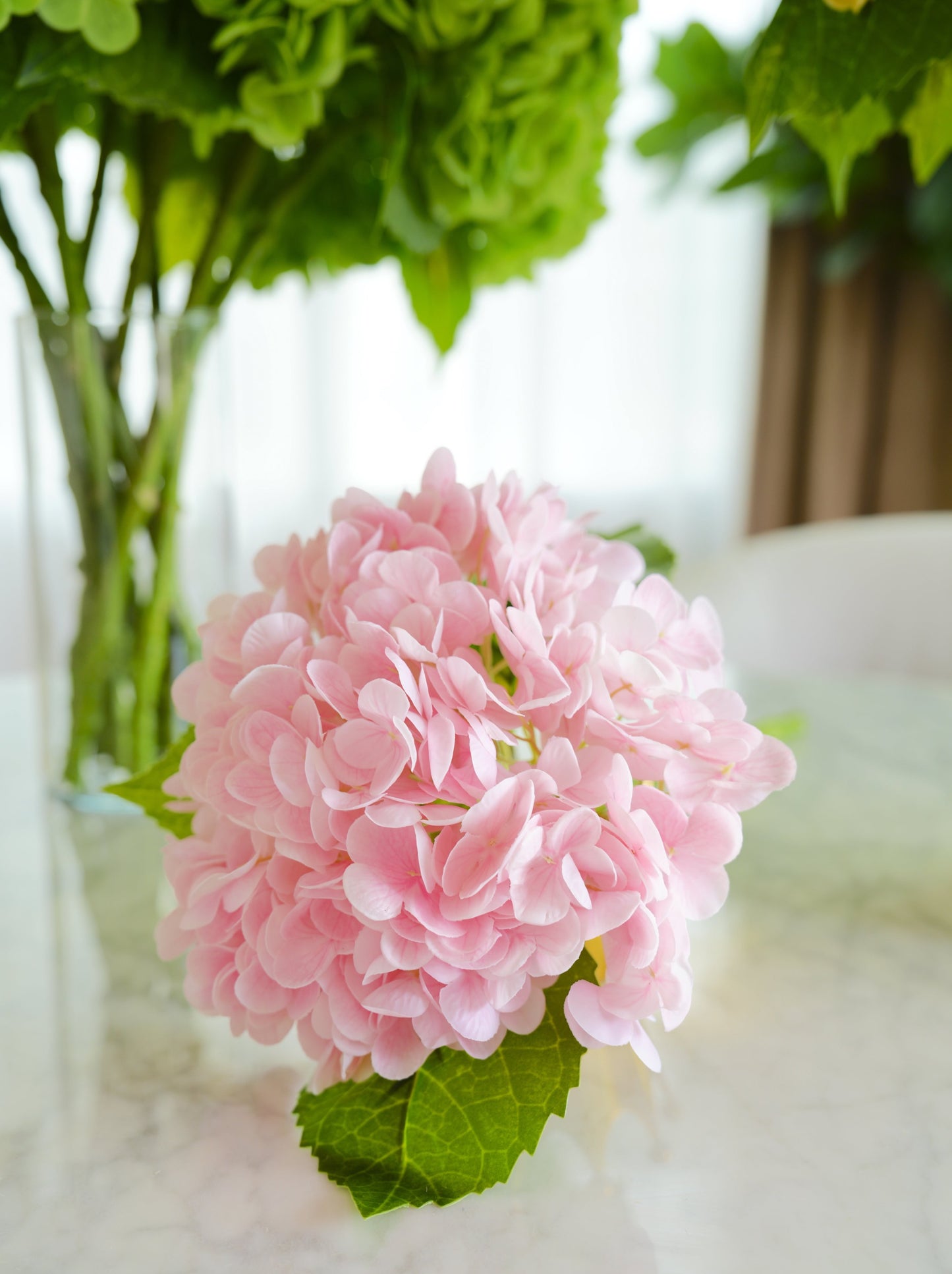 Real Touch Huge Hydrangea Stem - Light Pink