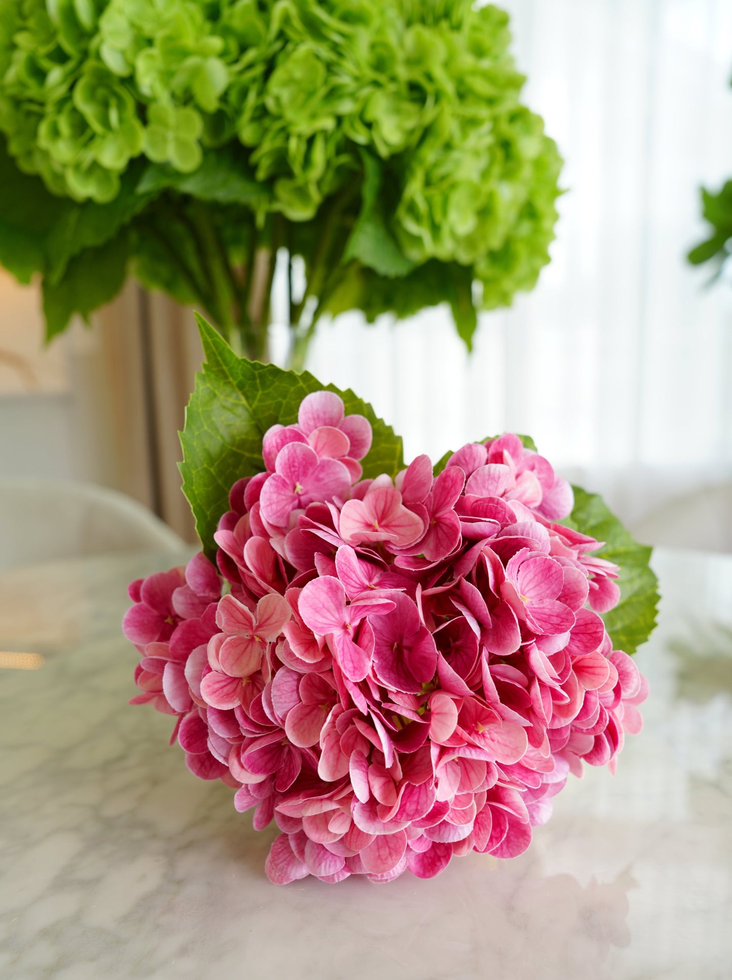 Real Touch Huge Hydrangea Stem - Light Magenta Pink