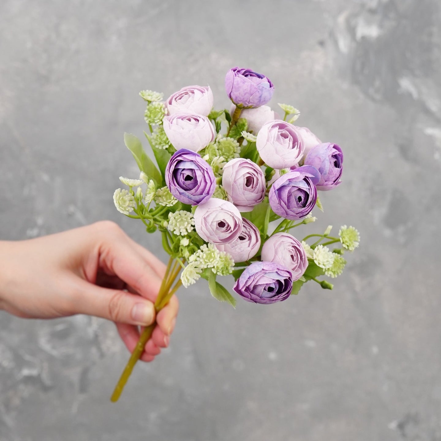 15 Heads Mini Rose Small Bouquet - Purple