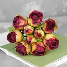 Load image into Gallery viewer, 10 Stems Dried Look Rose Bouquet - Red
