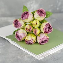 Load image into Gallery viewer, 10 Stems Dried Look Rose Bouquet - Purple
