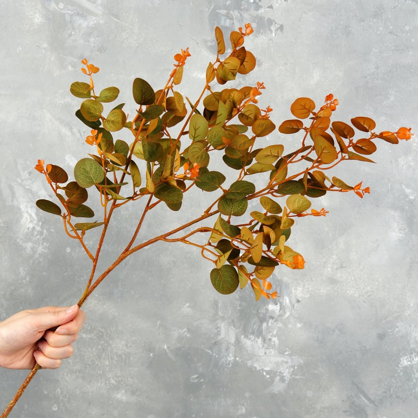 28“ Eucalyptus Leaf Branch - Orange