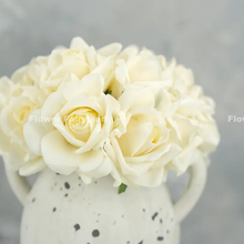 Load image into Gallery viewer, 5 Stems Real Touch Moist Latex Rose Bouquet - Creamy White
