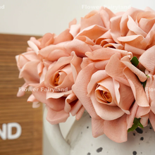 Load image into Gallery viewer, 5 Stems Real Touch Moist Latex Rose Bouquet - Dusty Rose
