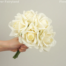 Load image into Gallery viewer, 5 Stems Real Touch Moist Latex Rose Bouquet - Creamy White
