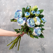 Load image into Gallery viewer, 2 Heads Dried Look Peony - Blue
