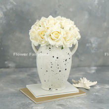 Load image into Gallery viewer, 5 Stems Real Touch Moist Latex Rose Bouquet - Creamy White
