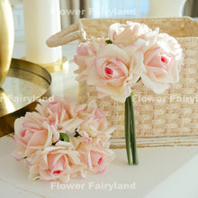 Load image into Gallery viewer, 5 Stems Real Touch Moist Latex Rose Bouquet - Strawberry Milk
