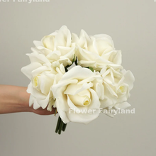 Load image into Gallery viewer, 5 Stems Real Touch Moist Latex Rose Bouquet - Milky White
