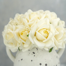 Load image into Gallery viewer, 5 Stems Real Touch Moist Latex Rose Bouquet - Creamy White
