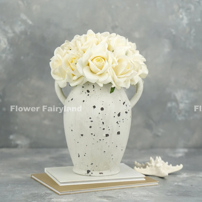 5 Stems Real Touch Moist Latex Rose Bouquet - Creamy White