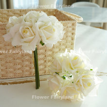 Load image into Gallery viewer, 5 Stems Real Touch Moist Latex Rose Bouquet - Milky White
