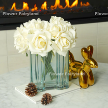 Load image into Gallery viewer, 5 Stems Real Touch Moist Latex Rose Bouquet - Creamy White
