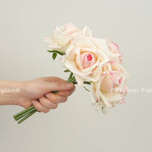 Load image into Gallery viewer, 5 Stems Real Touch Moist Latex Rose Bouquet - Strawberry Milk
