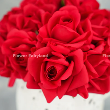 Load image into Gallery viewer, 5 Stems Real Touch Moist Latex Rose Bouquet - Bright Red
